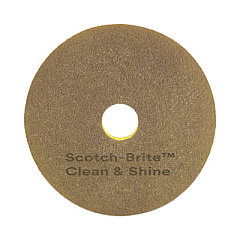 Scotch-Brite Clean and Shine Pad, 15" Diameter, Brown, 5/Carton (09540)