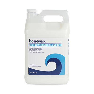 Boardwalk High Traffic Floor Polish, Apply 3 to 5 Coats per Application, Unscented, 1 gal Bottle, 4/Carton (4404F)