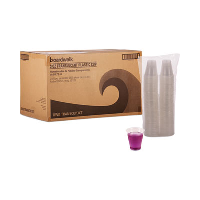 Boardwalk Translucent Plastic Cold Cups, 3 oz, 125/Sleeve, 20 Sleeves/Carton (TRANSCUP3CT)