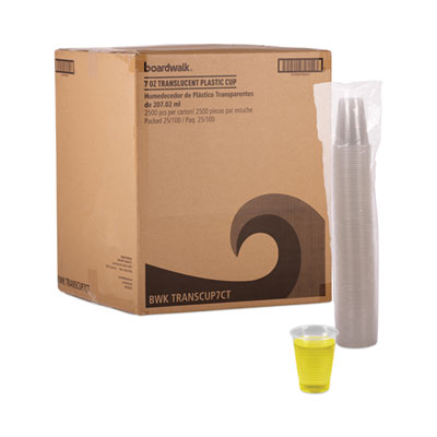 Boardwalk Translucent Plastic Cold Cups, 7 oz, 100/Sleeve, 25 Sleeves/Carton (TRANSCUP7CT)