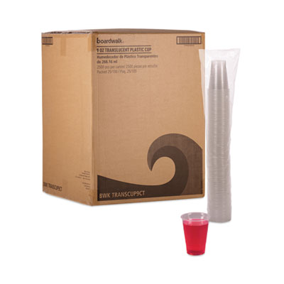 Boardwalk Translucent Plastic Cold Cups, 9 oz, 100/Sleeve, 25 Sleeves/Carton (TRANSCUP9CT)