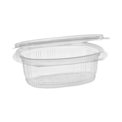 Pactiv Evergreen EarthChoice Recycled PET Hinged Container, 12 oz, 4.92 x 5.87 x 1.89, Clear, Plastic, 200/Carton (0CA910120000)