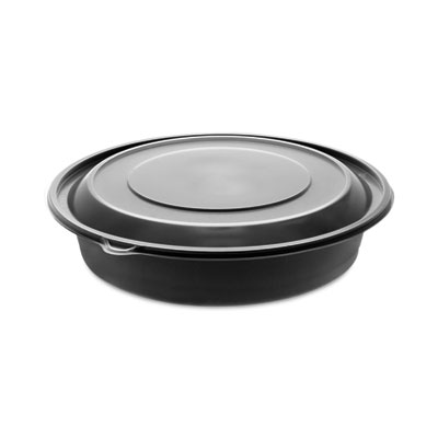 Pactiv Evergreen EarthChoice MealMaster Container with Lid, 48 oz, 9" Diameter x 2.12" h, Black/Clear, Plastic, 150/Carton (0CN80948CSTC)