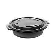 Pactiv Evergreen EarthChoice MealMaster Container with Lid, 16 oz, 7 x 7 x 1.8, Black/Clear, Plastic, 252/Carton (0CN8071600BL)