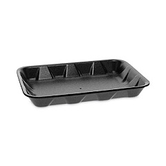 Pactiv Evergreen Supermarket Tray, #4D1, 9.5 x 7 x 1.25, Black, Foam, 500/Carton (0TFB04D10000)