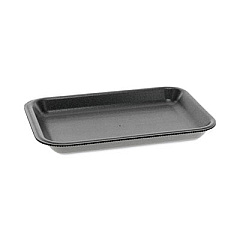 Pactiv Evergreen Supermarket Tray, #2, 8.2 x 5.7 x 0.91, Black, Foam, 500/Carton (0TFB00200000)