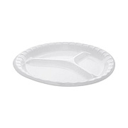 Pactiv Evergreen Placesetter Deluxe Laminated Foam Dinnerware, 3-Compartment Plate, 10.25" dia, White, 540/Carton (0TK10044000Y)