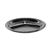 Pactiv Evergreen Placesetter Deluxe Laminated Foam Dinnerware, 3-Compartment Plate, 10.25" dia, Black, 540/Carton (0TKB0044000Y)