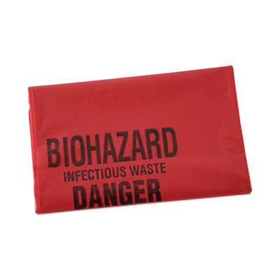 Boardwalk Linear Low Density Health Care Trash Can Liners, 16 gal, 1.3 mil, 24" x 32", Red, Flat Pack, 250/Carton (IW2432R)