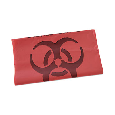 Boardwalk Linear Low Density Health Care Trash Can Liners, 33 gal, 1.3 mil, 33" x 39", Red, Flat Pack, 150/Carton (IW3339R)