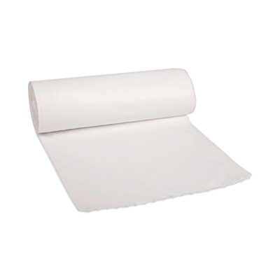 Boardwalk Low-Density Waste Can Liners, 60 gal, 0.5 mil, 38" x 58", White, Perforated Roll, 10 Bags/Roll, 10 Rolls/Carton (515)