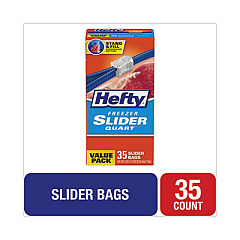 Hefty Slider Stand and Fill Freezer Storage Bags, 32 oz, 7" x 8", Clear, 35/Box (R88079)