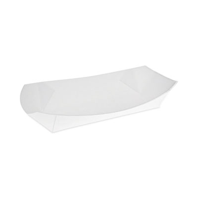 Pactiv Evergreen Paperboard Boat Basket, Hot Dog Tray with Perforations, 7 x 1.75 x 1.4, White, Paper, 1,000/Carton (DDOGTPAC)