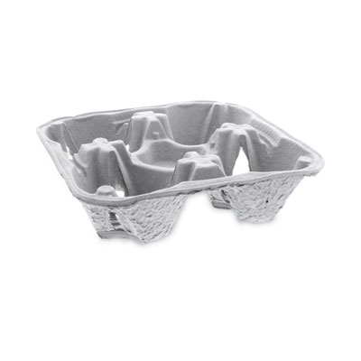 Pactiv Evergreen EarthChoice Carry-Safe Beverage Carrier, 8 oz to 32 oz, Four Cups + Food Tray, Natural, 300/Carton (M510032)
