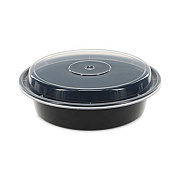 Pactiv Evergreen Newspring VERSAtainer Microwavable Containers, 24 oz, 7" Diameter, Black/Clear, Plastic, 150/Carton (NC723B)
