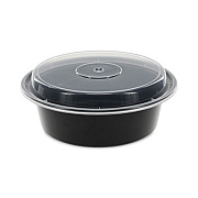 Pactiv Evergreen Newspring VERSAtainer Microwavable Containers, 32 oz, 7" Diameter x 2.25" h, Black/Clear, Plastic, 150/Carton (NC729B)