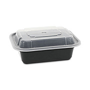 Pactiv Evergreen Newspring VERSAtainer Microwavable Containers, 12 oz, 5.8 x 4.6 x 2.3, Black/Clear, Plastic, 150/Carton (NC818B)