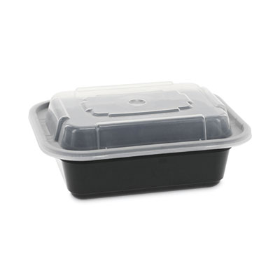 Pactiv Evergreen Newspring VERSAtainer Microwavable Containers, 12 oz, 5.8 x 4.6 x 2.3, Black/Clear, Plastic, 150/Carton (NC818B)