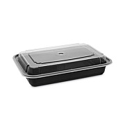 Pactiv Evergreen Newspring VERSAtainer Microwavable Containers, 28 oz, 8.8 x 6 x 2, Black Base/Clear Lid, Plastic, 150/Carton (NC868B)