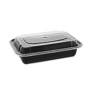 Pactiv Evergreen Newspring VERSAtainer Microwavable Containers, 16 oz, 7.4 x 5 x 2.2, Black/Clear, Plastic, 150/Carton (NC8168B)