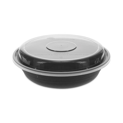 Pactiv Evergreen EarthChoice Versa2Go Microwaveable Container, 23 oz, 6.8 x 6.8 x 1.8, Black/Clear, Plastic, 150/Carton (NV2GRN237B)