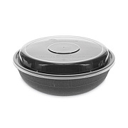 Pactiv Evergreen EarthChoice Versa2Go Microwaveable Container, 30 oz, 6.8 x 6.8 x 2.2, Black/Clear, Plastic, 150/Carton (NV2GRN307B)
