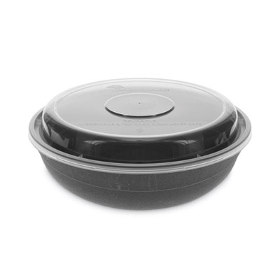 Pactiv Evergreen EarthChoice Versa2Go Microwaveable Container, 30 oz, 6.8 x 6.8 x 2.2, Black/Clear, Plastic, 150/Carton (NV2GRN307B)