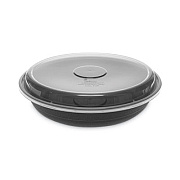 Pactiv Evergreen EarthChoice Versa2Go Microwaveable Container, 46 oz, 9 x 9 x 1.7, Black/Clear, Plastic, 150/Carton (NV2GRN469B)