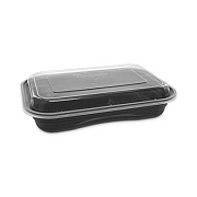 Pactiv Evergreen EarthChoice Versa2Go Microwaveable Container, 27 oz, 8.4 x 5.6 x 1.4, Black/Clear, Plastic, 150/Carton (NV2GRT2786B)