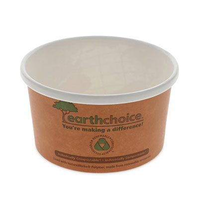 Pactiv Evergreen EarthChoice Compostable Soup Cup, Small, 8 oz, 3 .8 x 3.3 x 2.1, Brown, Paper, 500/Carton (PHSC8ECDI)