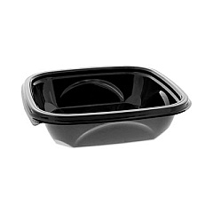Pactiv Evergreen EarthChoice Square Recycled Bowl, 24 oz, 7 x 7 x 1.52, Black, Plastic, 300/Carton (SAB0724)