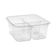 Pactiv Evergreen EarthChoice Square Recycled Bowl, 4 Compartments, 32 oz, 6.1 x 6.1 x 2.6, Clear, Plastic, 360/Carton (Y6S324C)