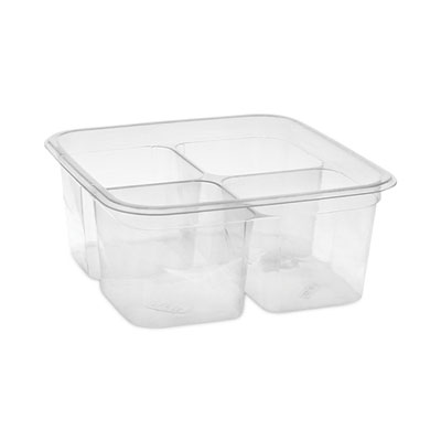 Pactiv Evergreen EarthChoice Square Recycled Bowl, 4 Compartments, 32 oz, 6.1 x 6.1 x 2.6, Clear, Plastic, 360/Carton (Y6S324C)