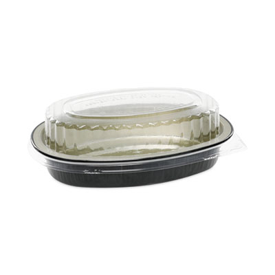 Pactiv Evergreen Classic Carry-Out Container, 16 oz, 6.9 x 4.6 x 3, Black/Gold, Aluminum, 100/Carton (Y6707WPSFG)