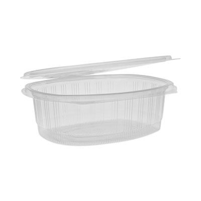 Pactiv Evergreen EarthChoice Recycled PET Hinged Container, 48 oz, 8.87 x 7.25 x 2.93, Clear, Plastic, 190/Carton (YCA910480000)