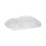 Pactiv Evergreen ClearView MealMaster Lid with Fog Gard Coating, Large 2-Compartment Dome Lid, 9.37 x 8 x 1.25, Clear, Plastic, 252/Carton (YCN8467H00D0)
