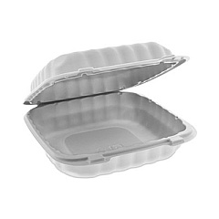 Pactiv Evergreen EarthChoice SmartLock Microwavable MFPP Hinged Lid Container, 8.35 x 8.35 x 3.1, White, Plastic, 200/Carton (YCN808010000)