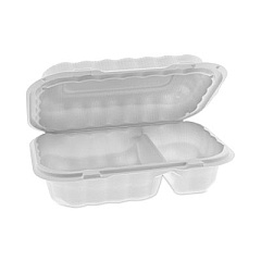 Pactiv Evergreen EarthChoice SmartLock Microwavable MFPP Hinged Lid Container, 2 Compartments, 9 x 6 x 3, White, Plastic, 270/Carton (YCN809620000)