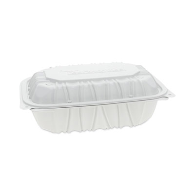 Pactiv Evergreen EarthChoice Vented Microwavable MFPP Hinged Lid Container, 9 x 6 x 3.1, White, Plastic, 170/Carton (YCNW0205)