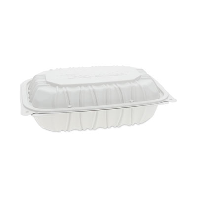 Pactiv Evergreen EarthChoice Vented Microwavable MFPP Hinged Lid Container, 9 x 6 x 2.75, White, Plastic, 170/Carton (YCNW0207)