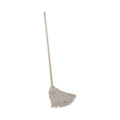 Boardwalk Handle/Deck Mops, #24 White Cotton Head, 54" Natural Wood Handle, 6/Pack (124C)