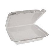 Pactiv Evergreen Foam Hinged Lid Container, Dual Tab Lock Happy Face, 8 x 7.75 x 2.25, White, 200/Carton (YHD18SS00200)