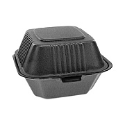 Pactiv Evergreen SmartLock Foam Hinged Lid Container, Sandwich, 5.8 x 5.8 x 3.3, Black, 504/Carton (YHLB06000000)
