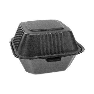 Pactiv Evergreen SmartLock Foam Hinged Lid Container, Sandwich, 5.8 x 5.8 x 3.3, Black, 504/Carton (YHLB06000000)