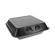 Pactiv Evergreen SmartLock Foam Hinged Lid Container, Large, 9 x 9.1 x 3.3, Black, 150/Carton (YHLB09010000)
