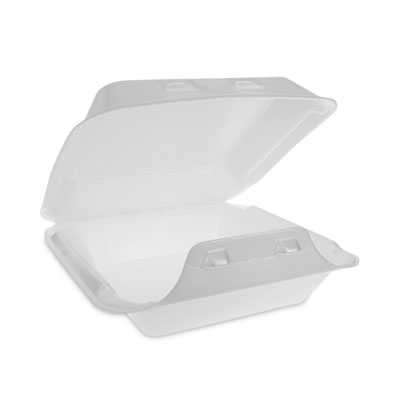 Pactiv Evergreen SmartLock Foam Hinged Lid Container, Medium, 8 x 8 x 3, White, 150/Carton (YHLW08010000)