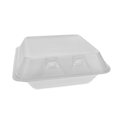 Pactiv Evergreen SmartLock Foam Hinged Lid Container, Medium, 3 Compartments, 8 x 8.5 x 3, White, 150/Carton (YHLW08030000)