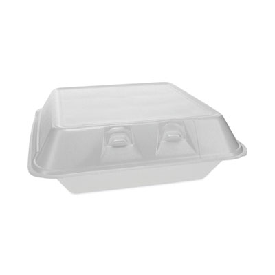 Pactiv Evergreen SmartLock Foam Hinged Lid Container, Large, 9 x 9.1 x 3.3, White, 150/Carton (YHLW09010000)