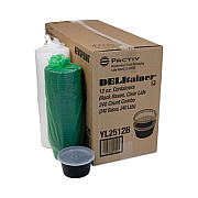 Pactiv Evergreen Newspring DELItainer Microwavable Container, 12 oz, 4.55" Diameter x 2.45" h, Black/Clear, Plastic, 240/Carton (YL2512B)