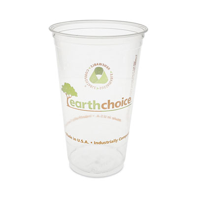 Pactiv Evergreen EarthChoice Compostable Cold Cup, 24 oz, Plastic, Clear/Printed, 580/Carton (YPLA24CEC)